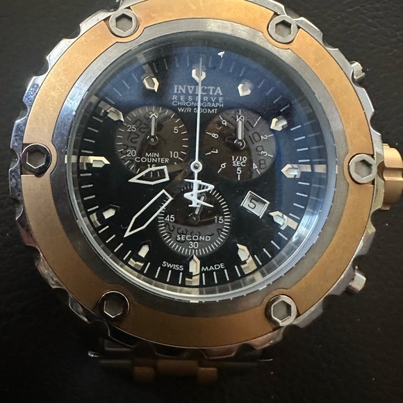 Invicta Men's 52mm Reserve Subaqua Black/Gold SS Chronograph Quartz Watch 5215 - Picture 9 of 14